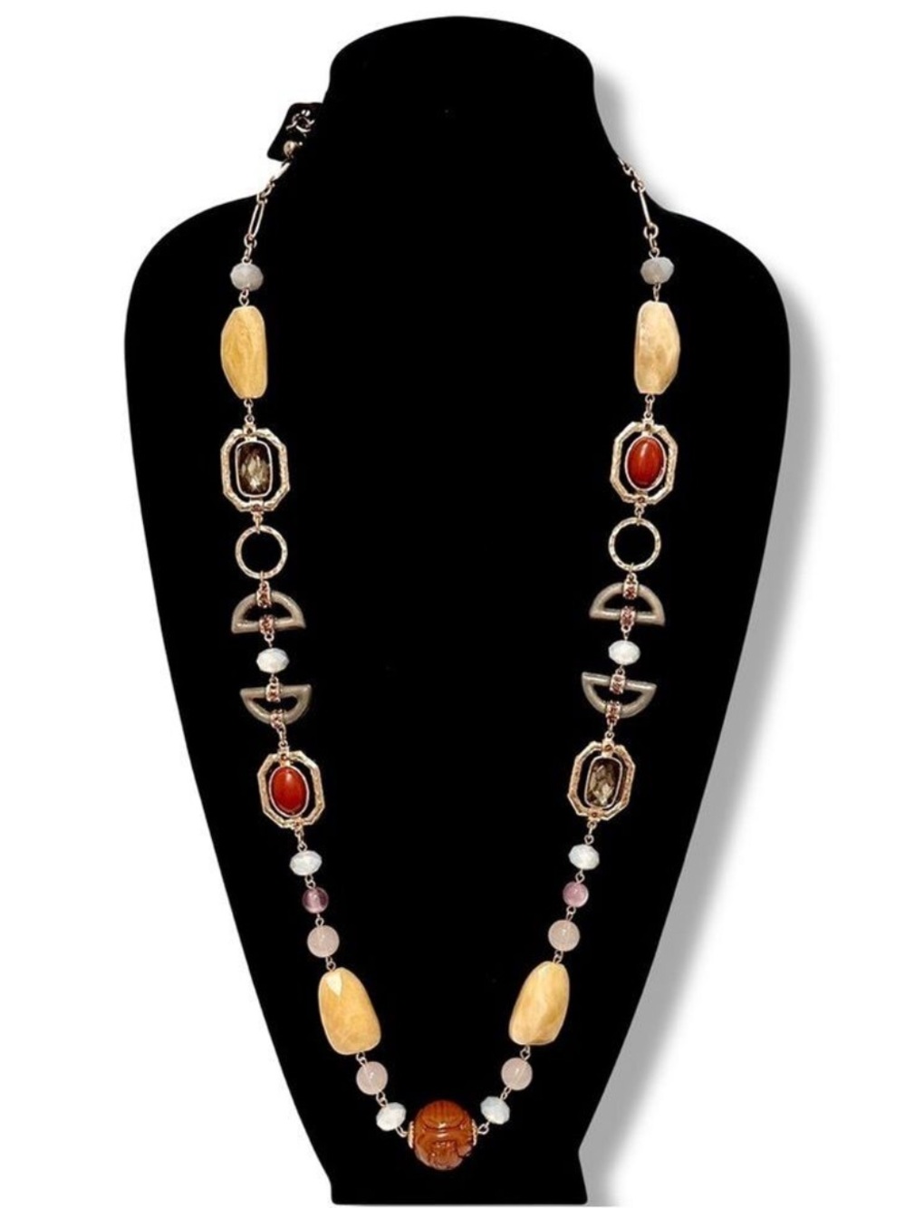 CHICO’S Bryn Enamel Crystal & Bead Long Station Necklace | NWT